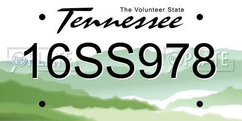 16SS978 Tennessee License Plate