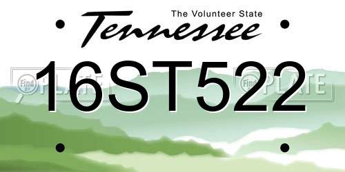 16ST522 Tennessee License Plate