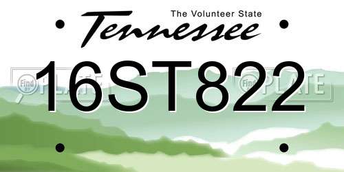 16ST822 Tennessee License Plate