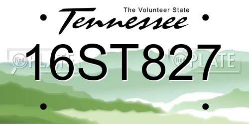 16ST827 Tennessee License Plate