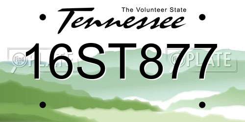 16ST877 Tennessee License Plate