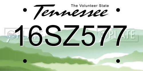 16SZ577 Tennessee License Plate