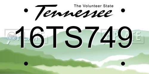 16TS749 Tennessee License Plate