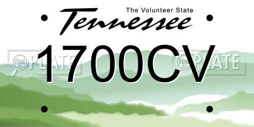 1700CV Tennessee License Plate