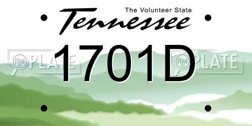 1701D Tennessee License Plate
