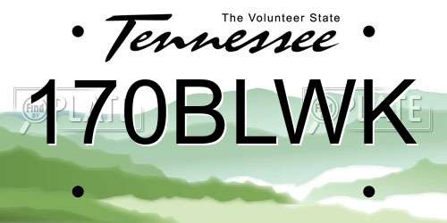170BLWK Tennessee License Plate