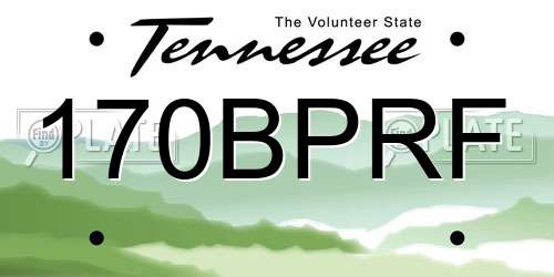 170BPRF Tennessee License Plate