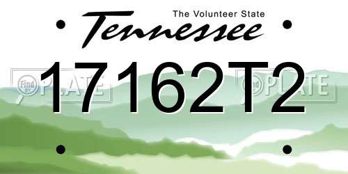 17162T2 Tennessee License Plate