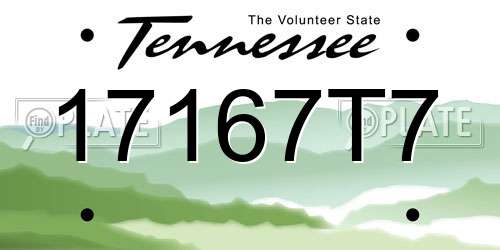 17167T7 Tennessee License Plate