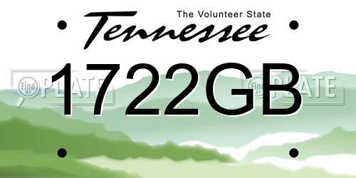 1722GB Tennessee License Plate