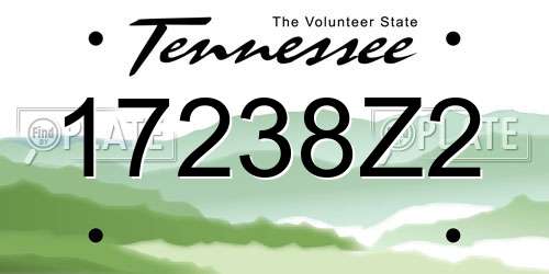17238Z2 Tennessee License Plate