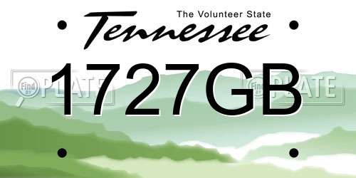 1727GB Tennessee License Plate