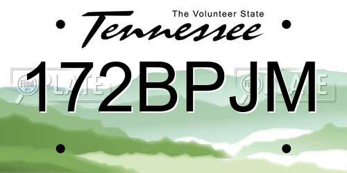 172BPJM Tennessee License Plate