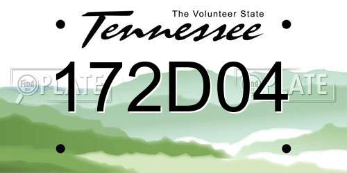 172D04 Tennessee License Plate
