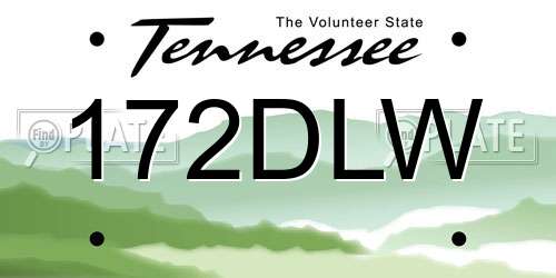 172DLW Tennessee License Plate