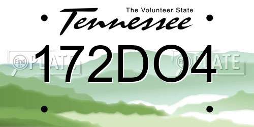 172DO4 Tennessee License Plate