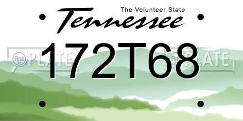 172T68 Tennessee License Plate