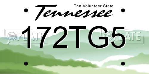172TG5 Tennessee License Plate