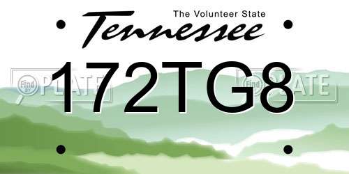 172TG8 Tennessee License Plate