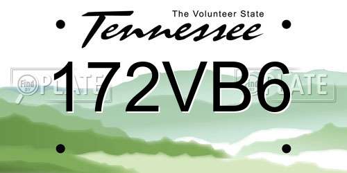 172VB6 Tennessee License Plate