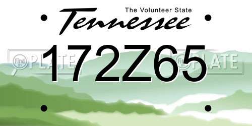 172Z65 Tennessee License Plate