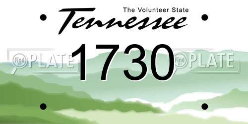 1730 Tennessee License Plate