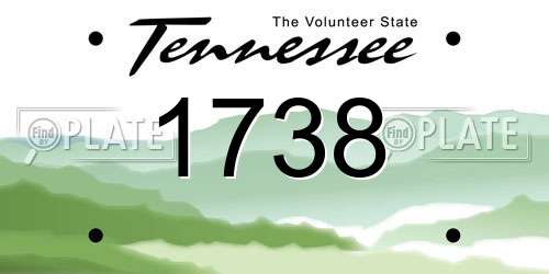 1738 Tennessee License Plate