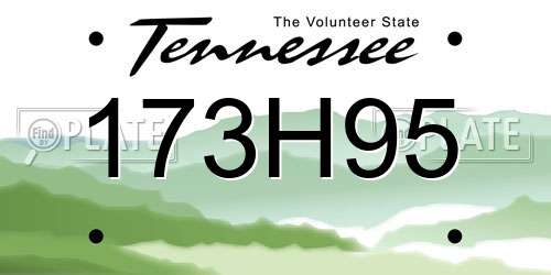 173H95 Tennessee License Plate
