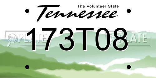 173T08 Tennessee License Plate
