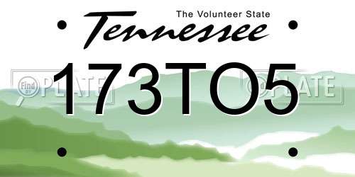 173TO5 Tennessee License Plate