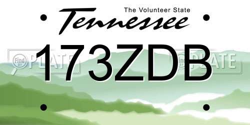 173ZDB Tennessee License Plate