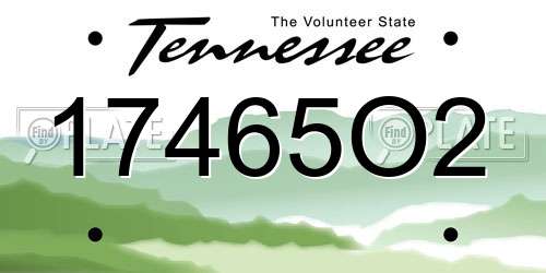 17465O2 Tennessee License Plate