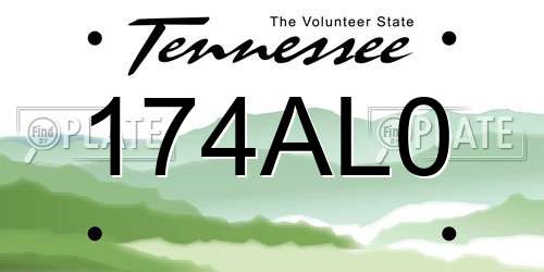 174AL0 Tennessee License Plate