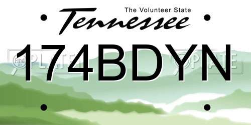 174BDYN Tennessee License Plate