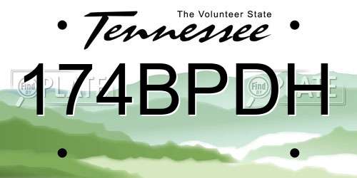 174BPDH Tennessee License Plate