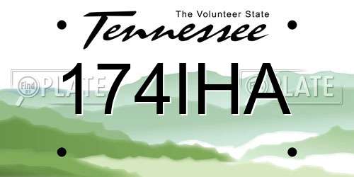 174IHA Tennessee License Plate
