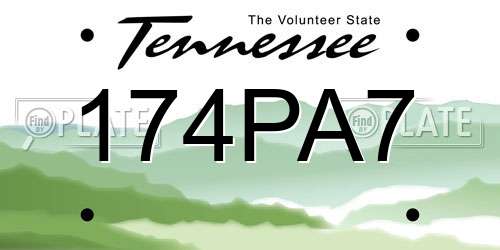 174PA7 Tennessee License Plate