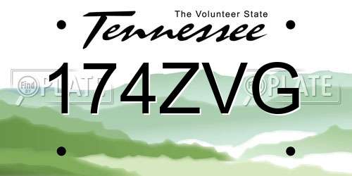 174ZVG Tennessee License Plate