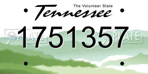 1751357 Tennessee License Plate