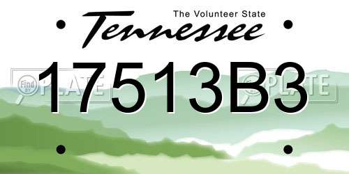 17513B3 Tennessee License Plate