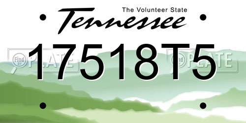 17518T5 Tennessee License Plate
