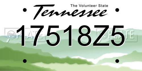 17518Z5 Tennessee License Plate