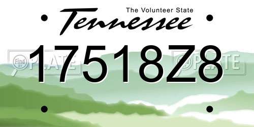 17518Z8 Tennessee License Plate