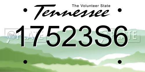 17523S6 Tennessee License Plate