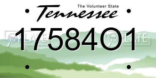 17584O1 Tennessee License Plate
