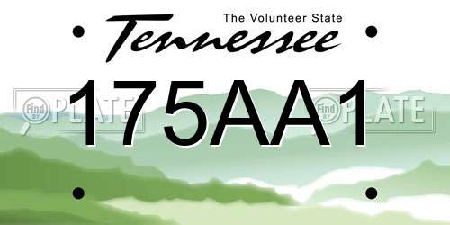 175AA1 Tennessee License Plate