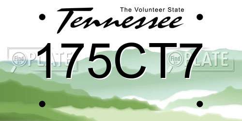 175CT7 Tennessee License Plate