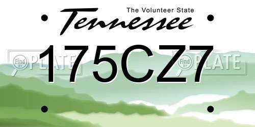 175CZ7 Tennessee License Plate