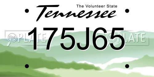 175J65 Tennessee License Plate