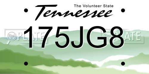 175JG8 Tennessee License Plate